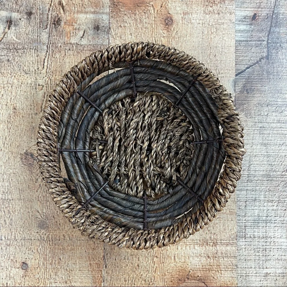 Small Wicker Woven Bowl Basket Dark Brown Home Decor Set of 2 Bundle